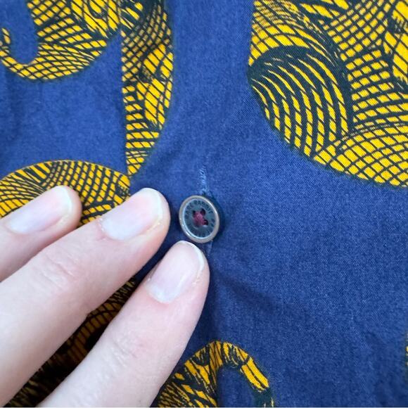 Rare Rabbit Blue Orange Paisley Wave Button Down Shirt Mens M Short Sleeve - Picture 3 of 12